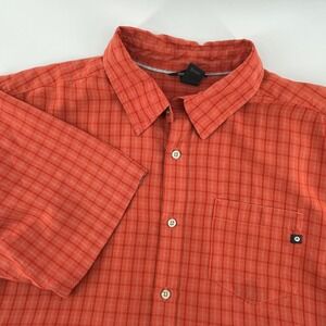 Marmot Button Up Shirt Mens XL Orange Excellent Plaid Short Sleeve SCC-85